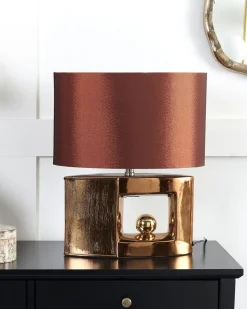 Tischlampe Braun 48 Cm Trommelform Duero