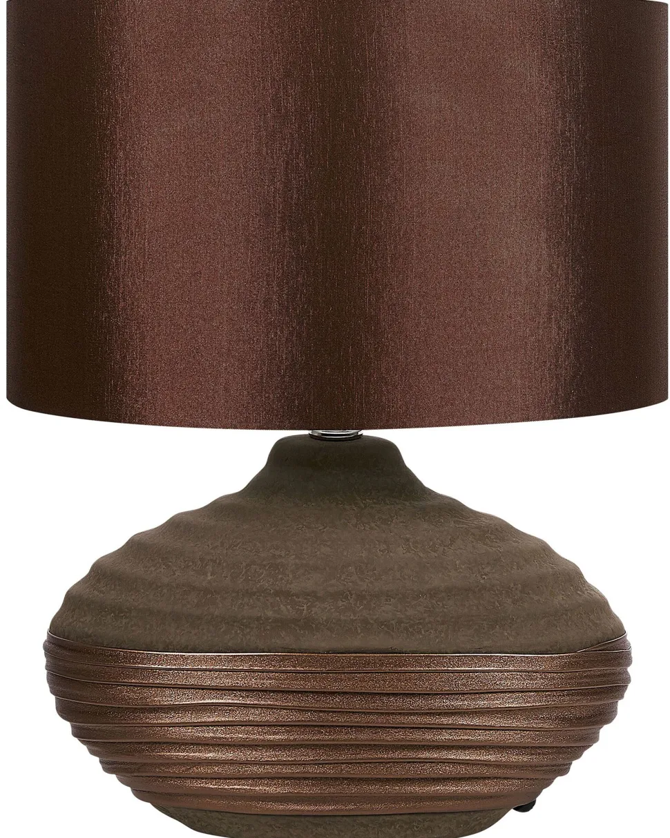 Tischlampe Braun 42 Cm Trommelform Lima