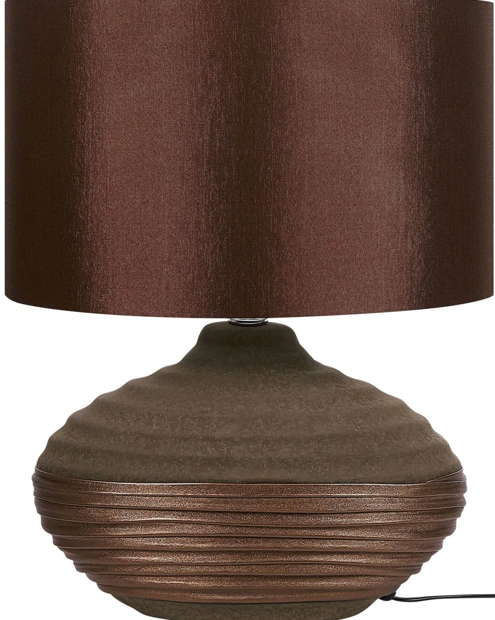 Tischlampe Braun 42 Cm Trommelform Lima