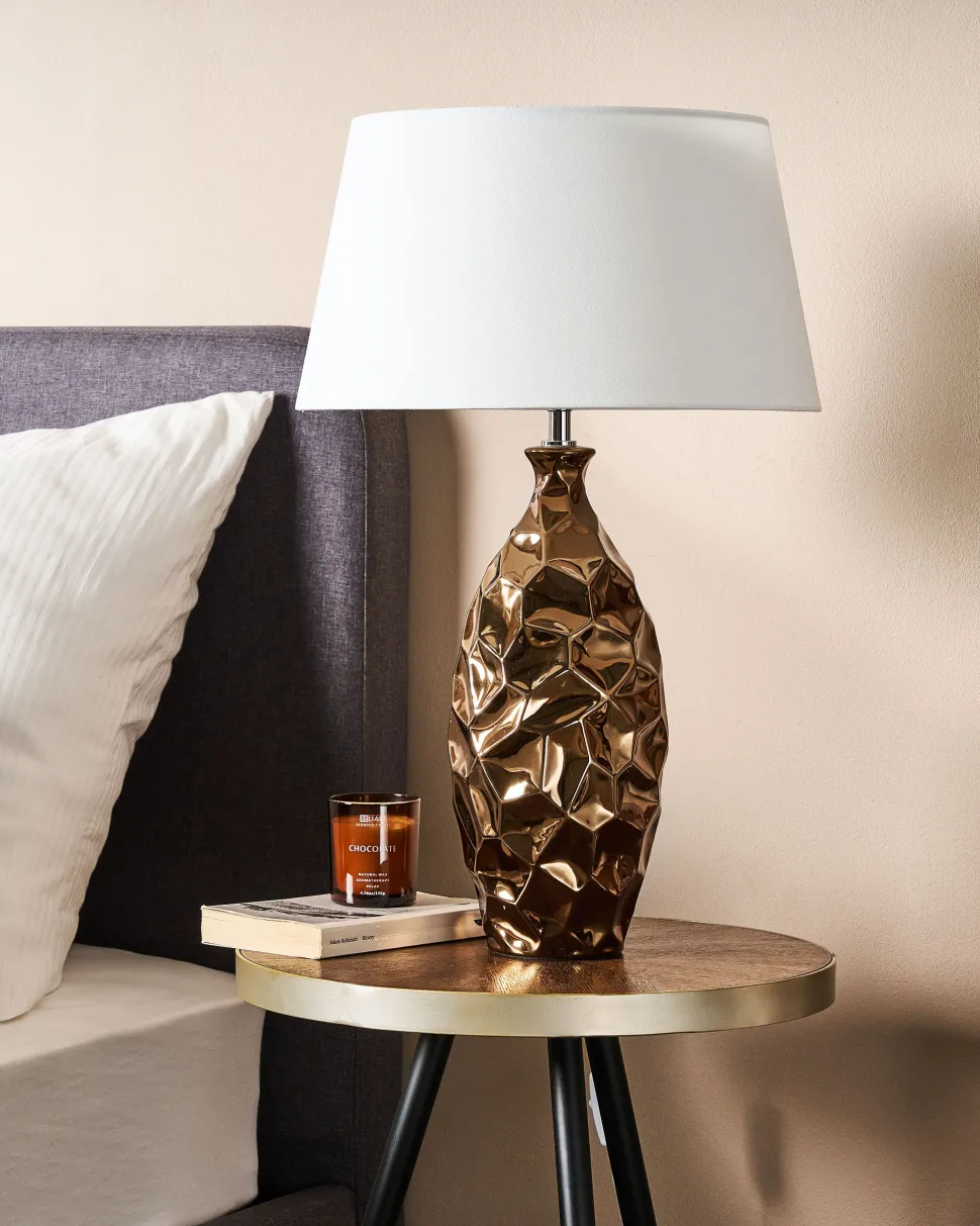 Tischlampe Goldbraun 61 Cm Rund Tori