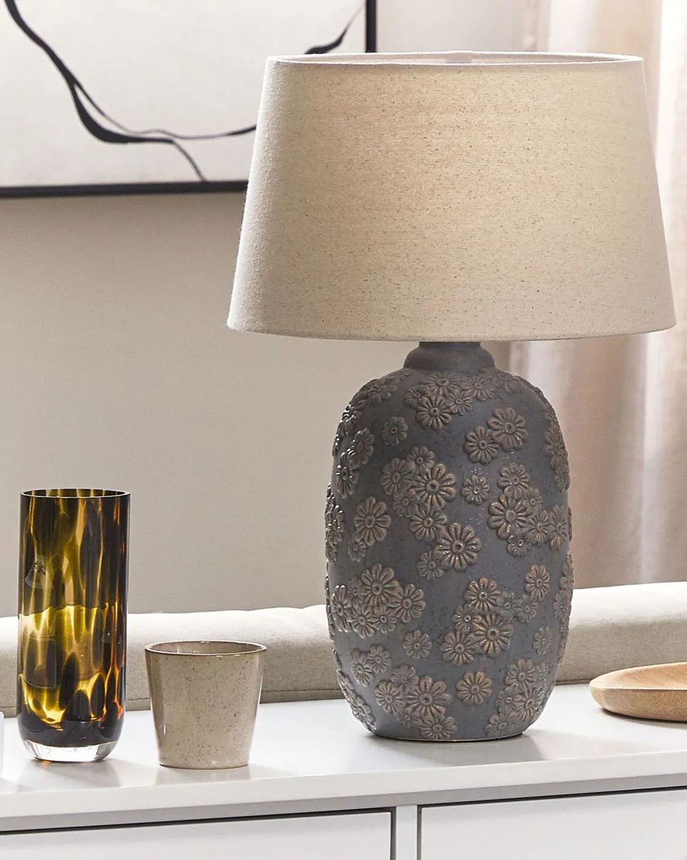 Tischlampe Grau / Beige 46 Cm Kegelform Ferrey