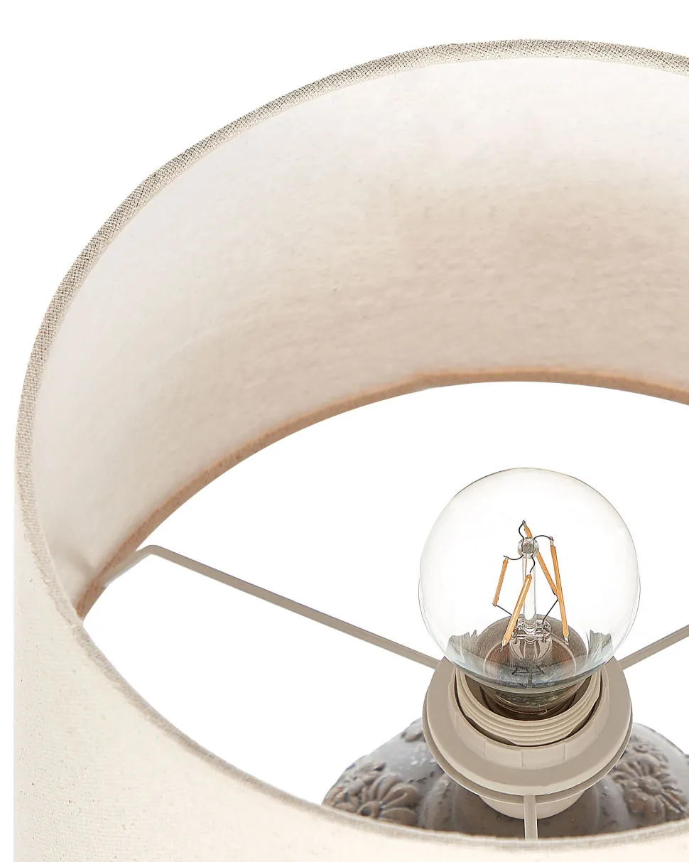 Tischlampe Grau / Beige 46 Cm Kegelform Ferrey