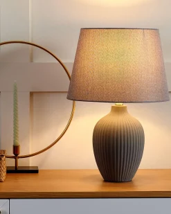 Tischlampe Grau 52 Cm Kegelform Fergus