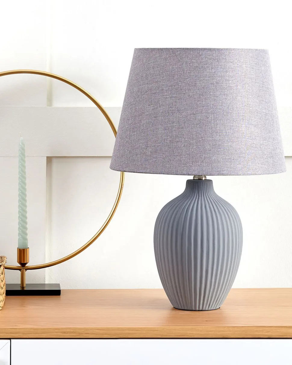 Tischlampe Grau 52 Cm Kegelform Fergus