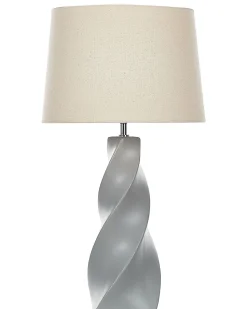 Tischlampe Grau 71 Cm Trommelform Belaya