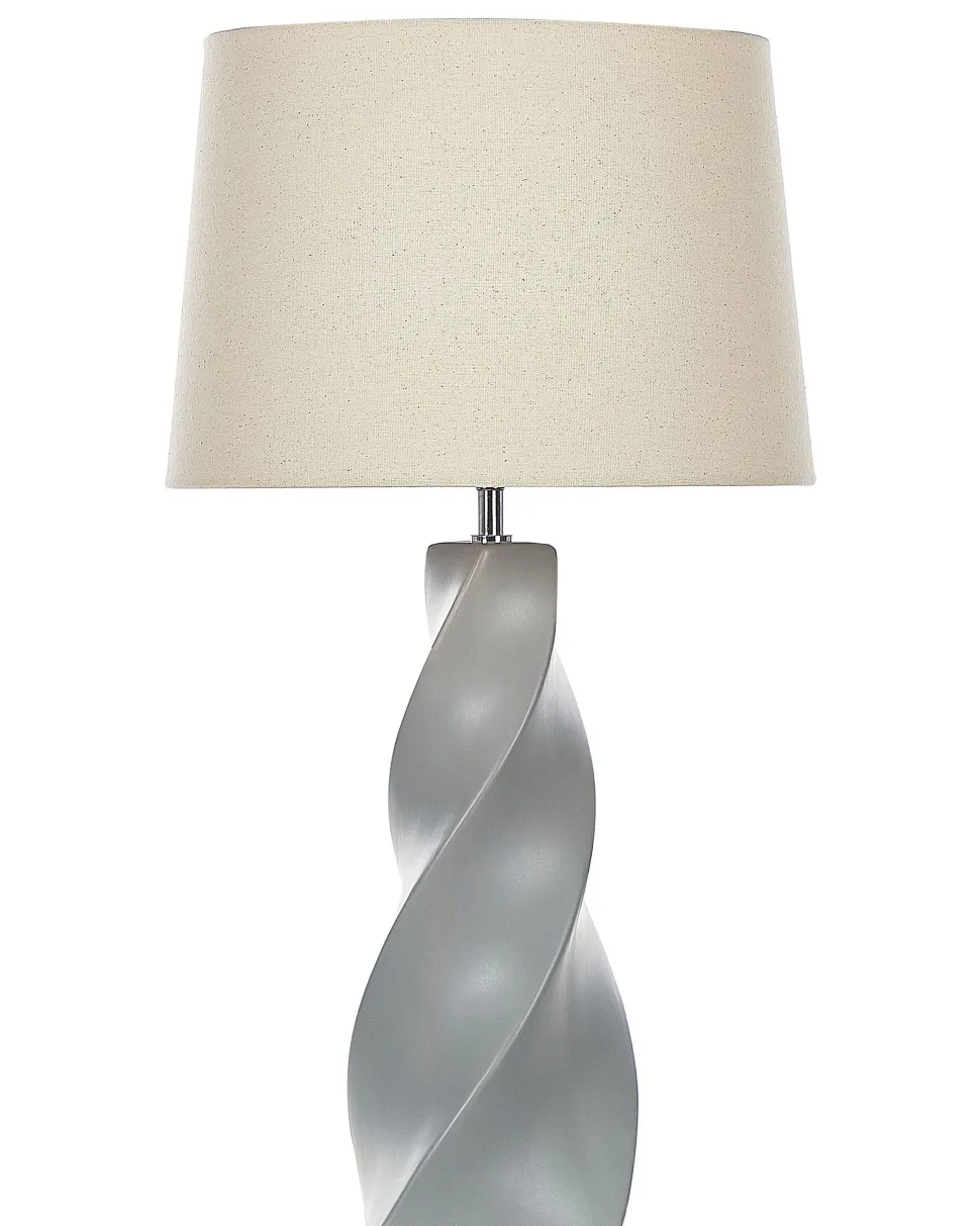 Tischlampe Grau 71 Cm Trommelform Belaya