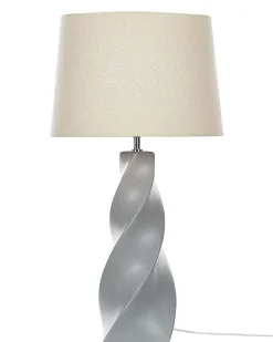 Tischlampe Grau 71 Cm Trommelform Belaya