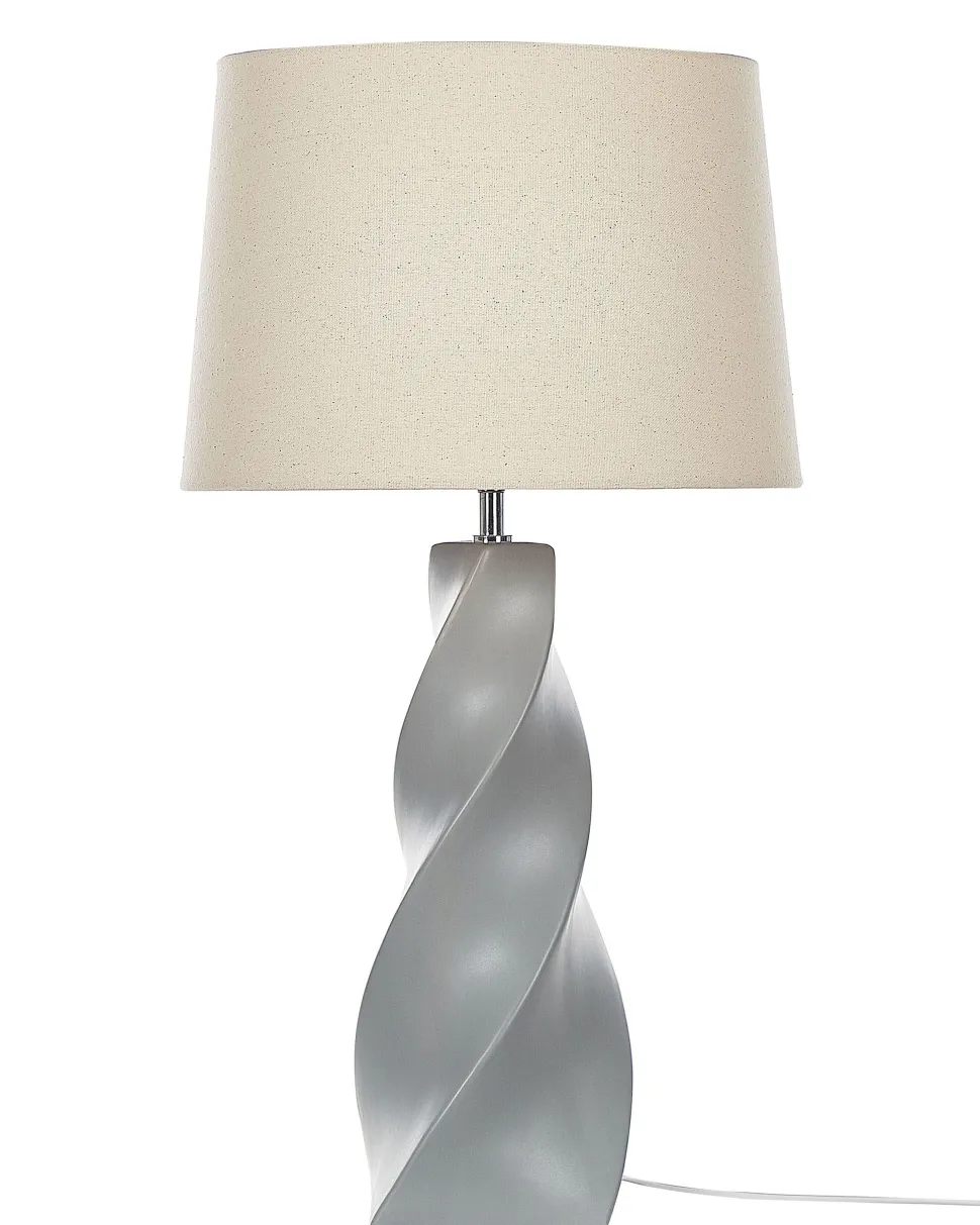Tischlampe Grau 71 Cm Trommelform Belaya