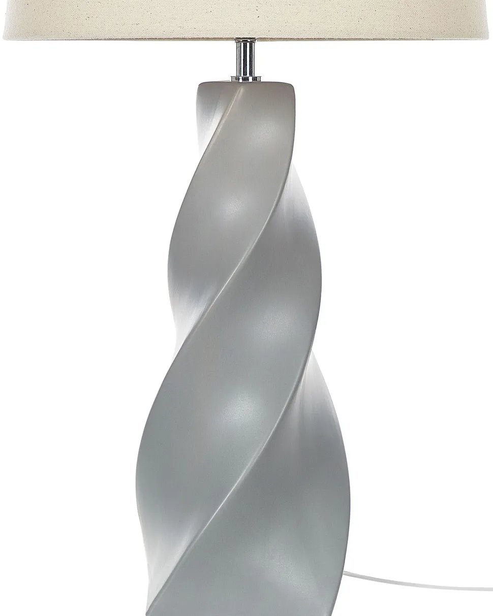 Tischlampe Grau 71 Cm Trommelform Belaya