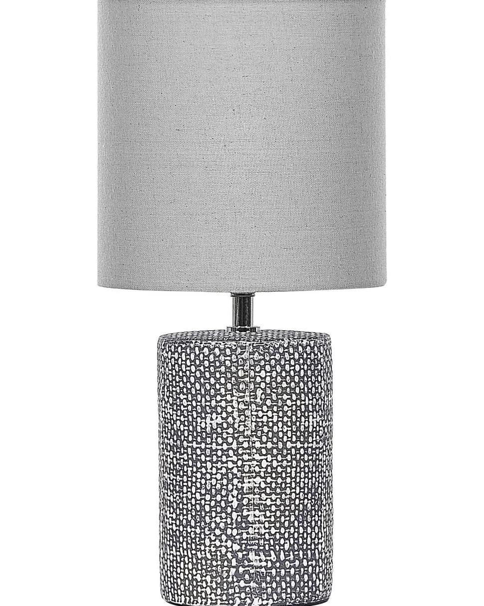 Tischlampe Grau 43 Cm Trommelform Ider