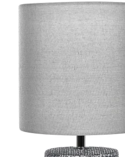 Tischlampe Grau 43 Cm Trommelform Ider