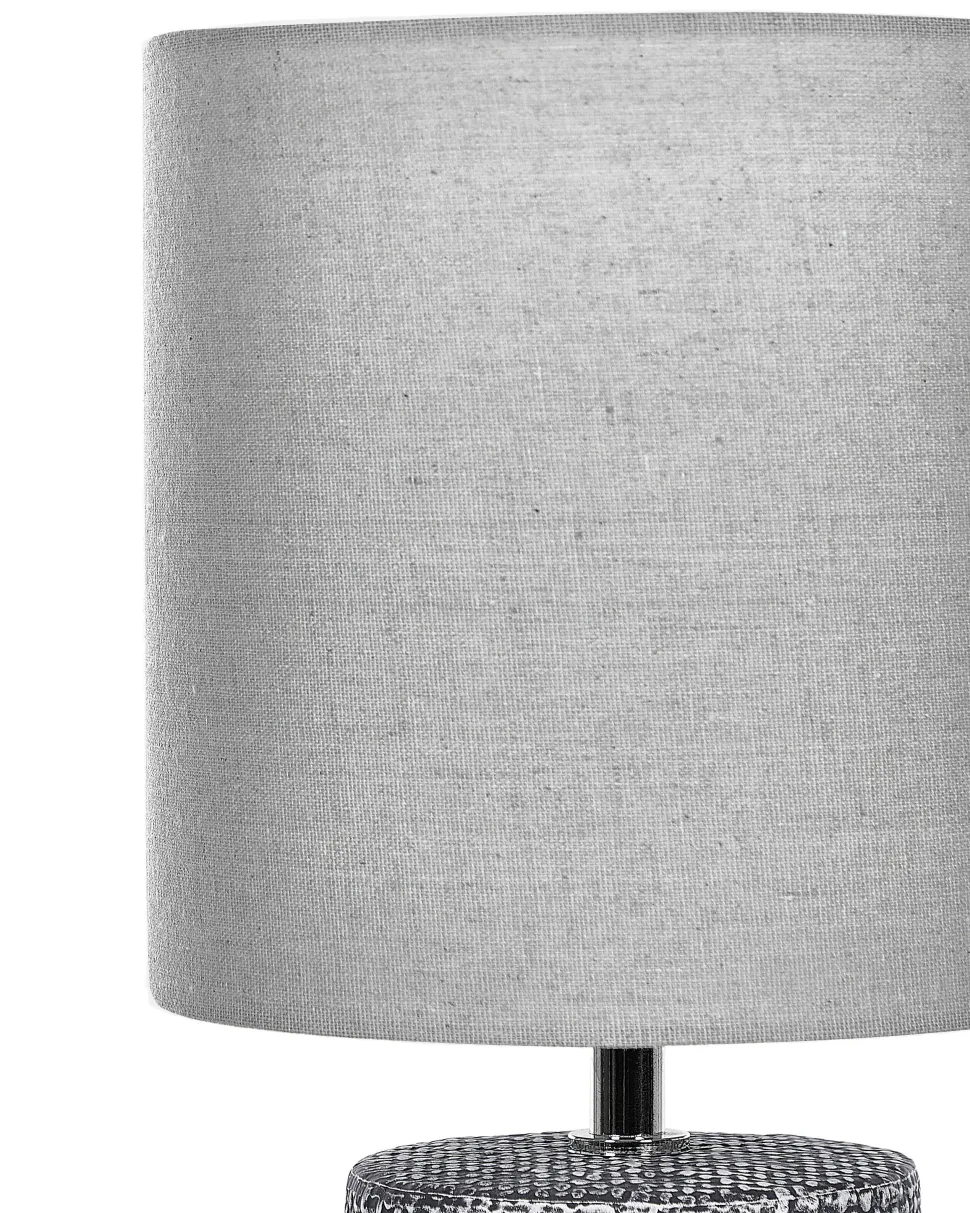 Tischlampe Grau 43 Cm Trommelform Ider