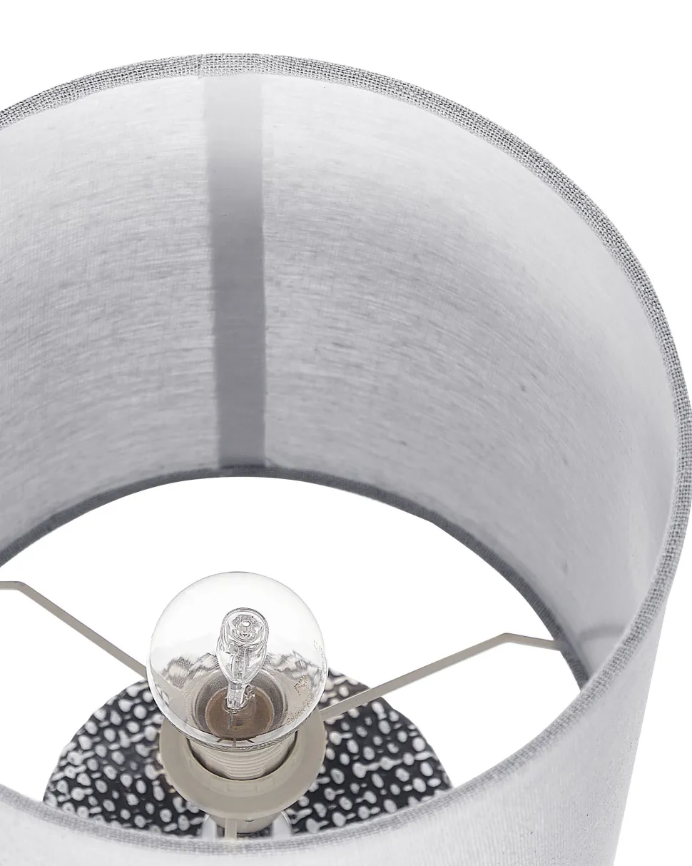 Tischlampe Grau 43 Cm Trommelform Ider