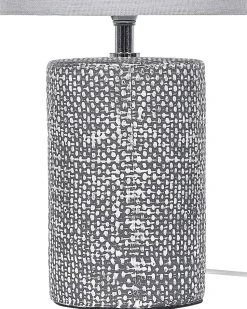 Tischlampe Grau 43 Cm Trommelform Ider