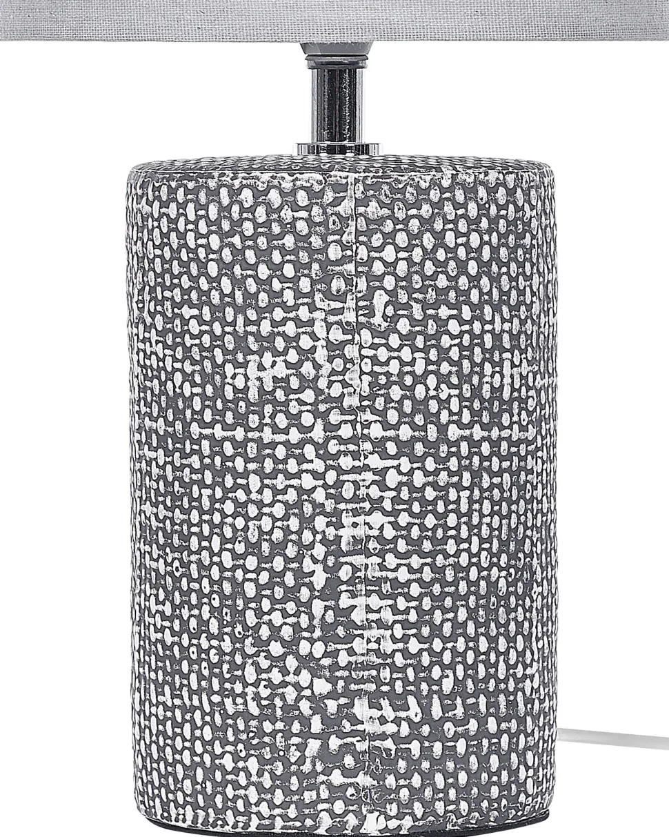 Tischlampe Grau 43 Cm Trommelform Ider