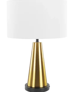 Tischlampe Hellbeige / Gold 60 Cm Trommelform Sandon