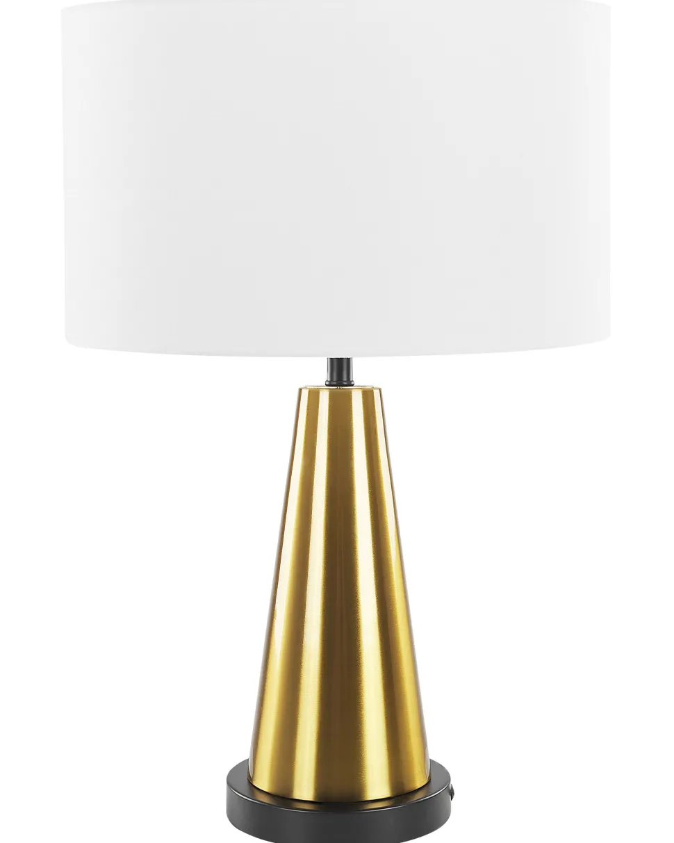 Tischlampe Hellbeige / Gold 60 Cm Trommelform Sandon