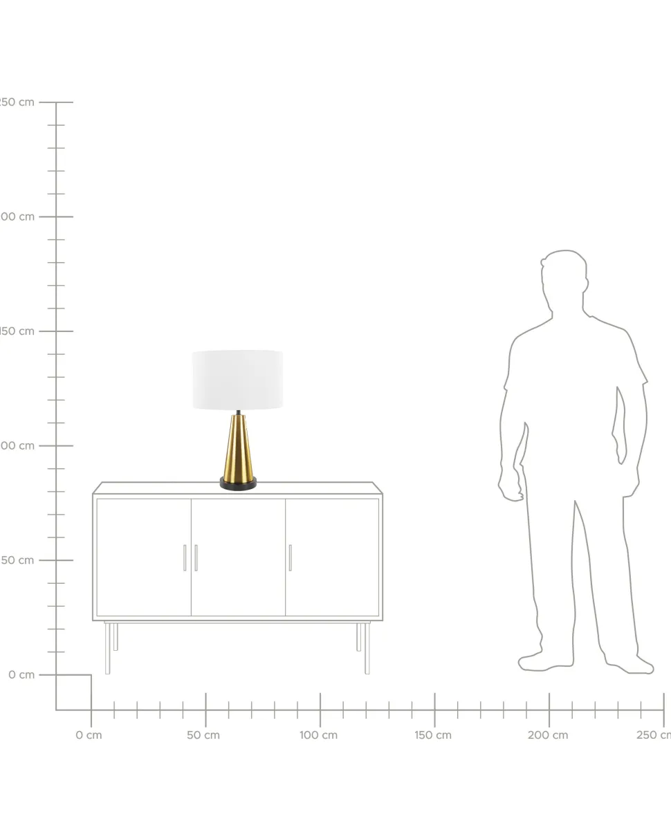Tischlampe Hellbeige / Gold 60 Cm Trommelform Sandon