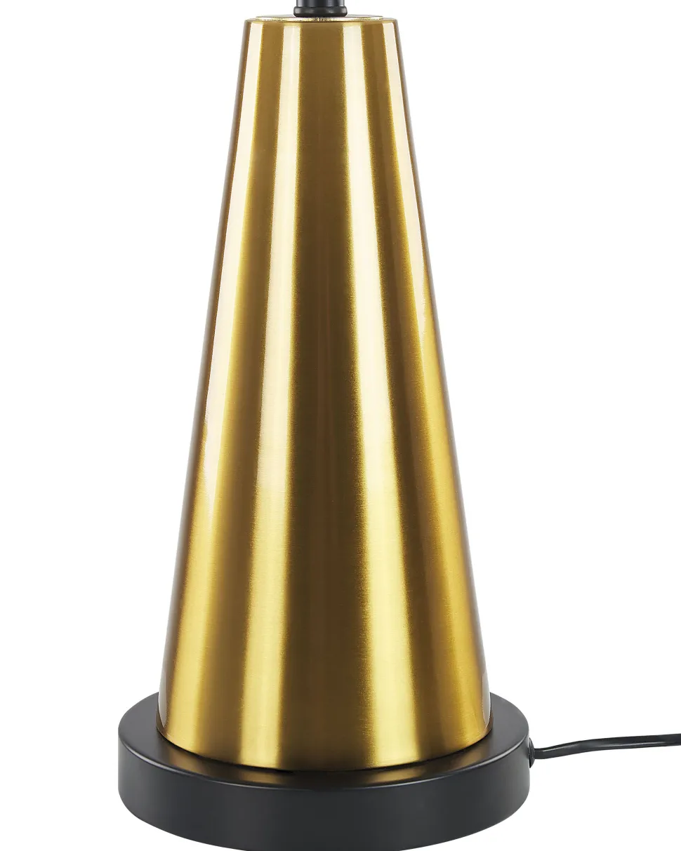 Tischlampe Hellbeige / Gold 60 Cm Trommelform Sandon