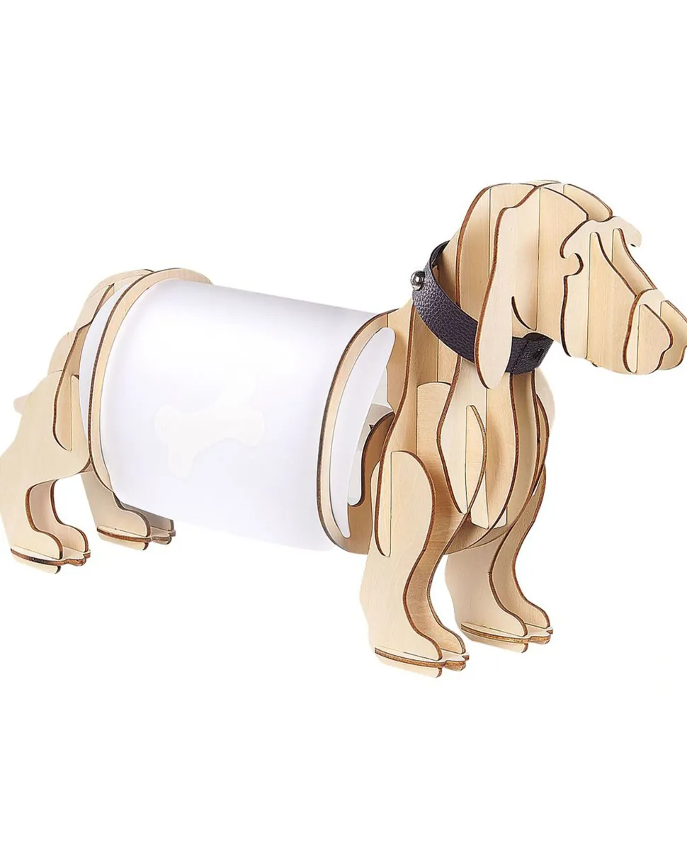 Tischlampe Heller Holzfarbton 25 Cm Hundeform Loubiere