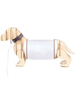 Tischlampe Heller Holzfarbton 25 Cm Hundeform Loubiere