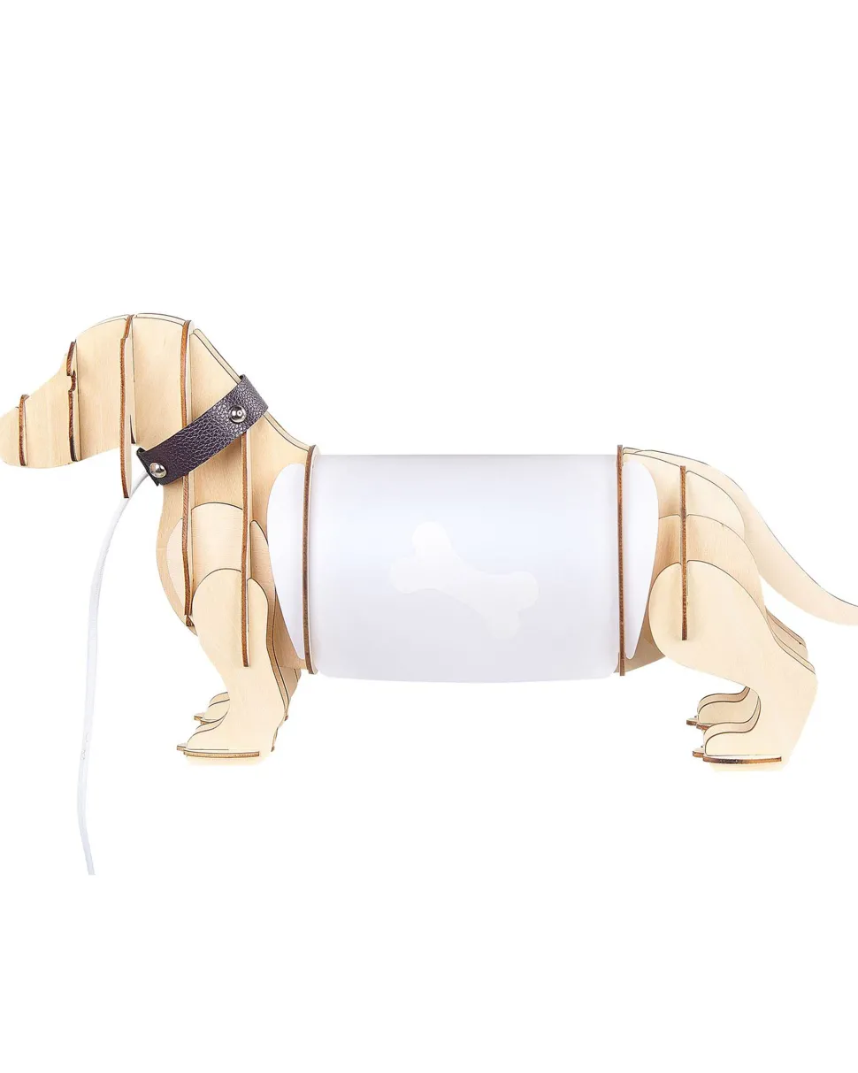 Tischlampe Heller Holzfarbton 25 Cm Hundeform Loubiere