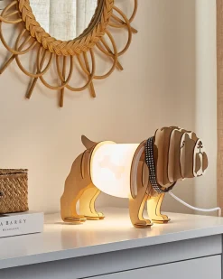 Tischlampe Heller Holzfarbton 22 Cm Hundeform Douce