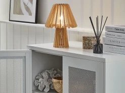 Tischlampe Heller Holzfarbton 28 Cm Kegelform Clyde