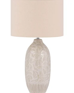 Tischlampe Keramik Beige 57 Cm Trommelform Salza