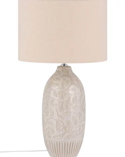 Tischlampe Keramik Beige 57 Cm Trommelform Salza