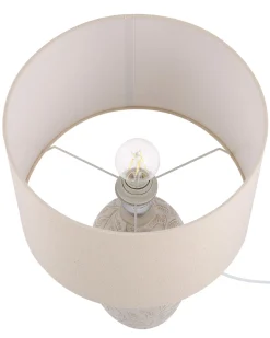 Tischlampe Keramik Beige 57 Cm Trommelform Salza