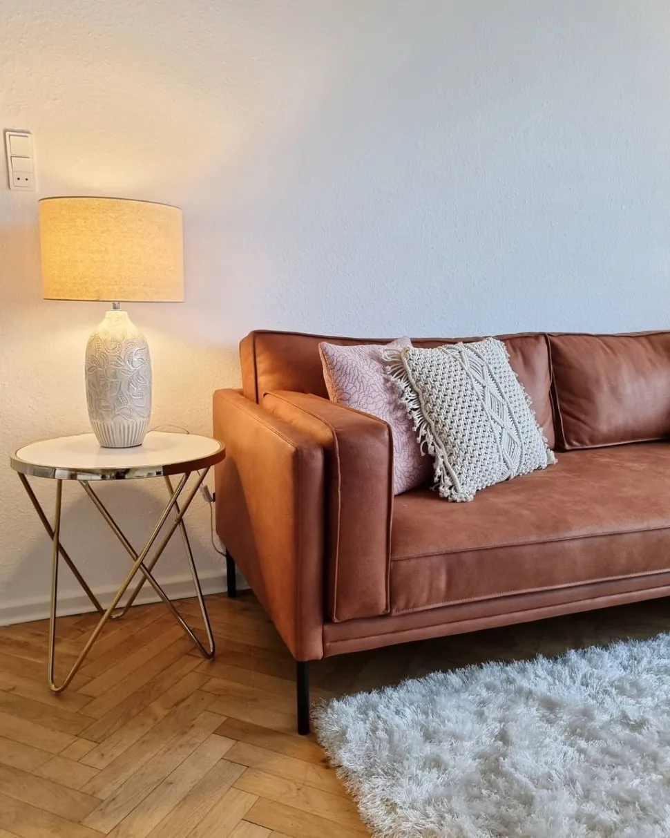 Tischlampe Keramik Beige 57 Cm Trommelform Salza