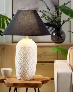 Tischlampe Keramik Beige 56 Cm Telire