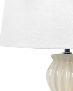Tischlampe Keramik Beige 46 Cm Trommelfrom Malabuka