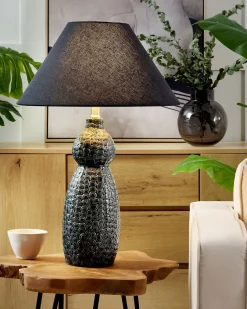 Tischlampe Keramik Dunkelblau/Schwarz 60 Cm Matina