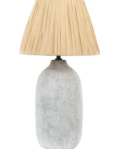 Tischlampe Keramik Grau / Naturlich 56 Cm Kegelform Matilde