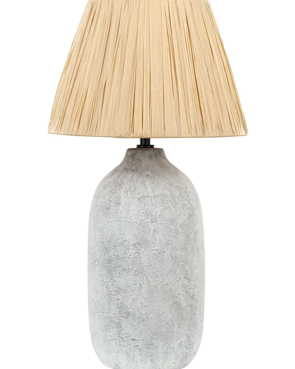 Tischlampe Keramik Grau / Naturlich 56 Cm Kegelform Matilde