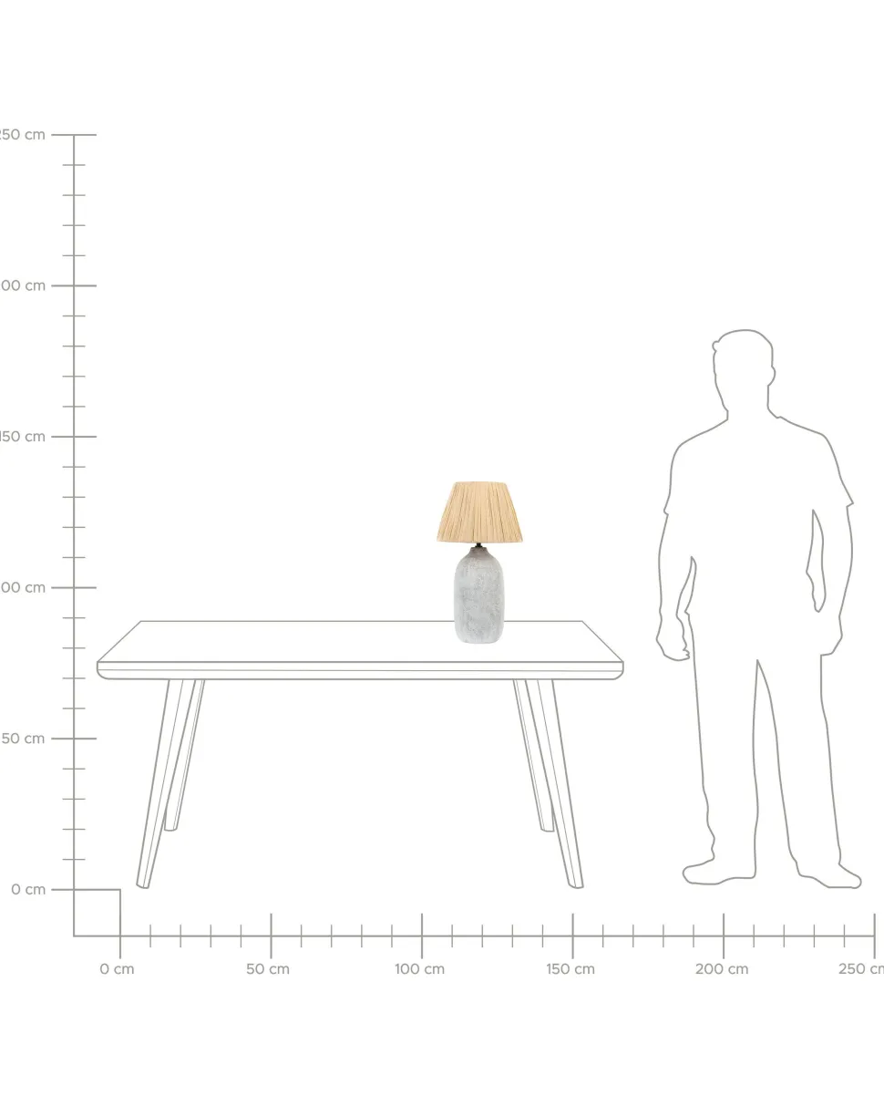 Tischlampe Keramik Grau / Naturlich 56 Cm Kegelform Matilde