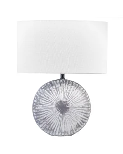 Tischlampe Keramik Grau / Weis 40 Cm Trommelform Yuna