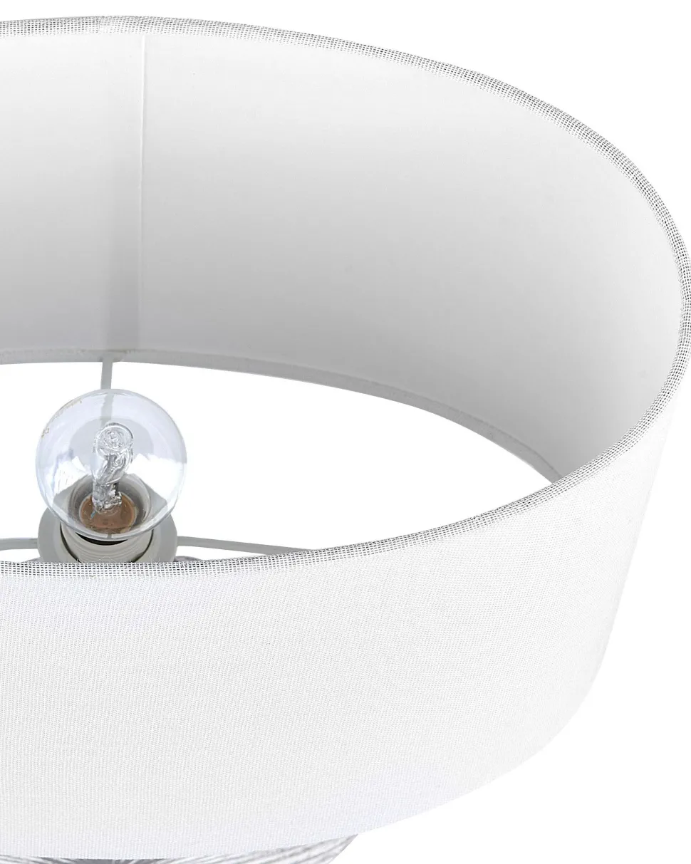 Tischlampe Keramik Grau / Weis 40 Cm Trommelform Yuna