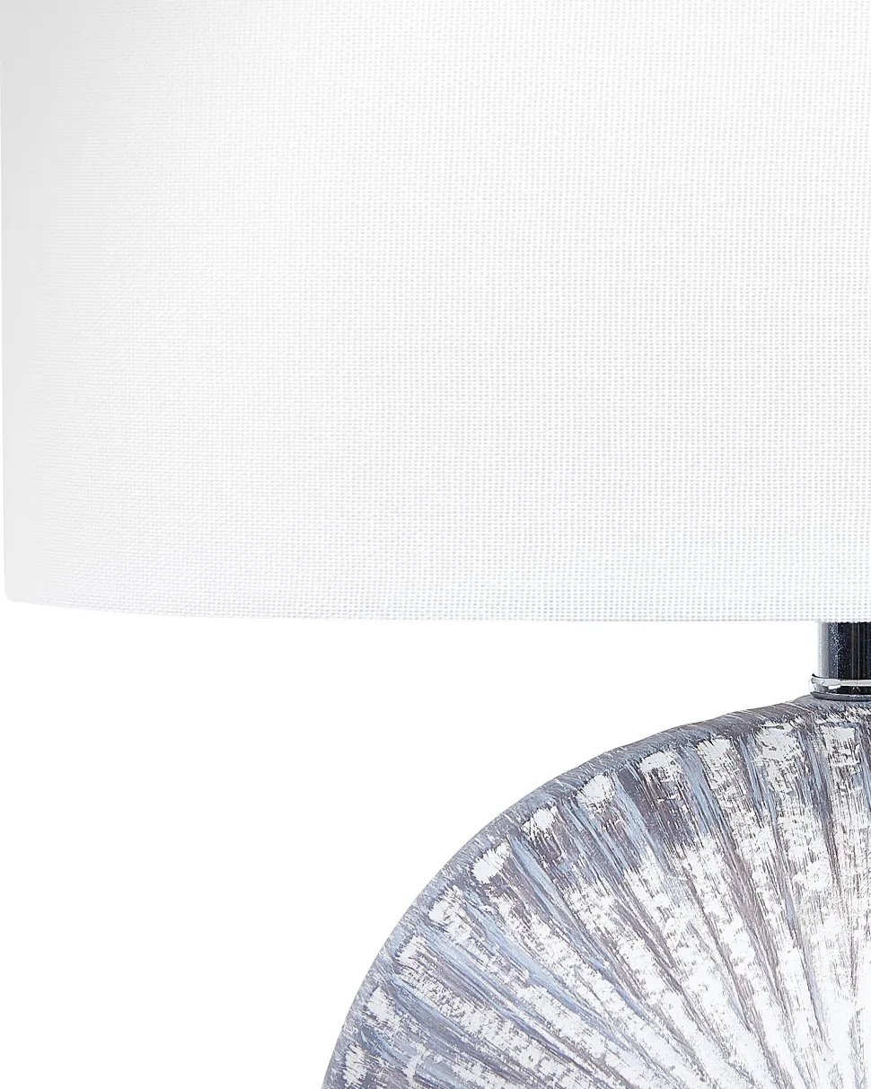 Tischlampe Keramik Grau / Weis 40 Cm Trommelform Yuna
