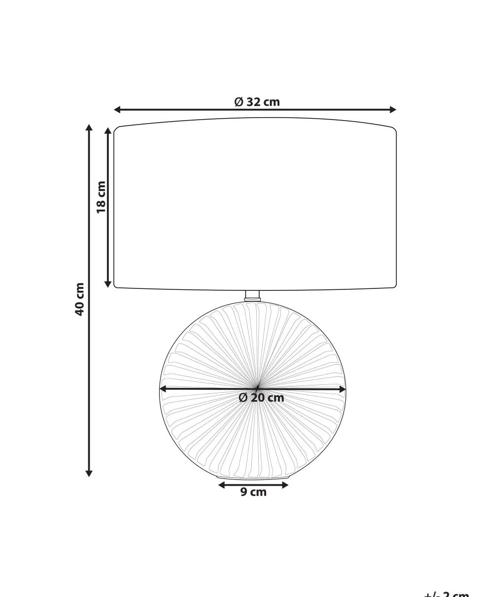 Tischlampe Keramik Grau / Weis 40 Cm Trommelform Yuna