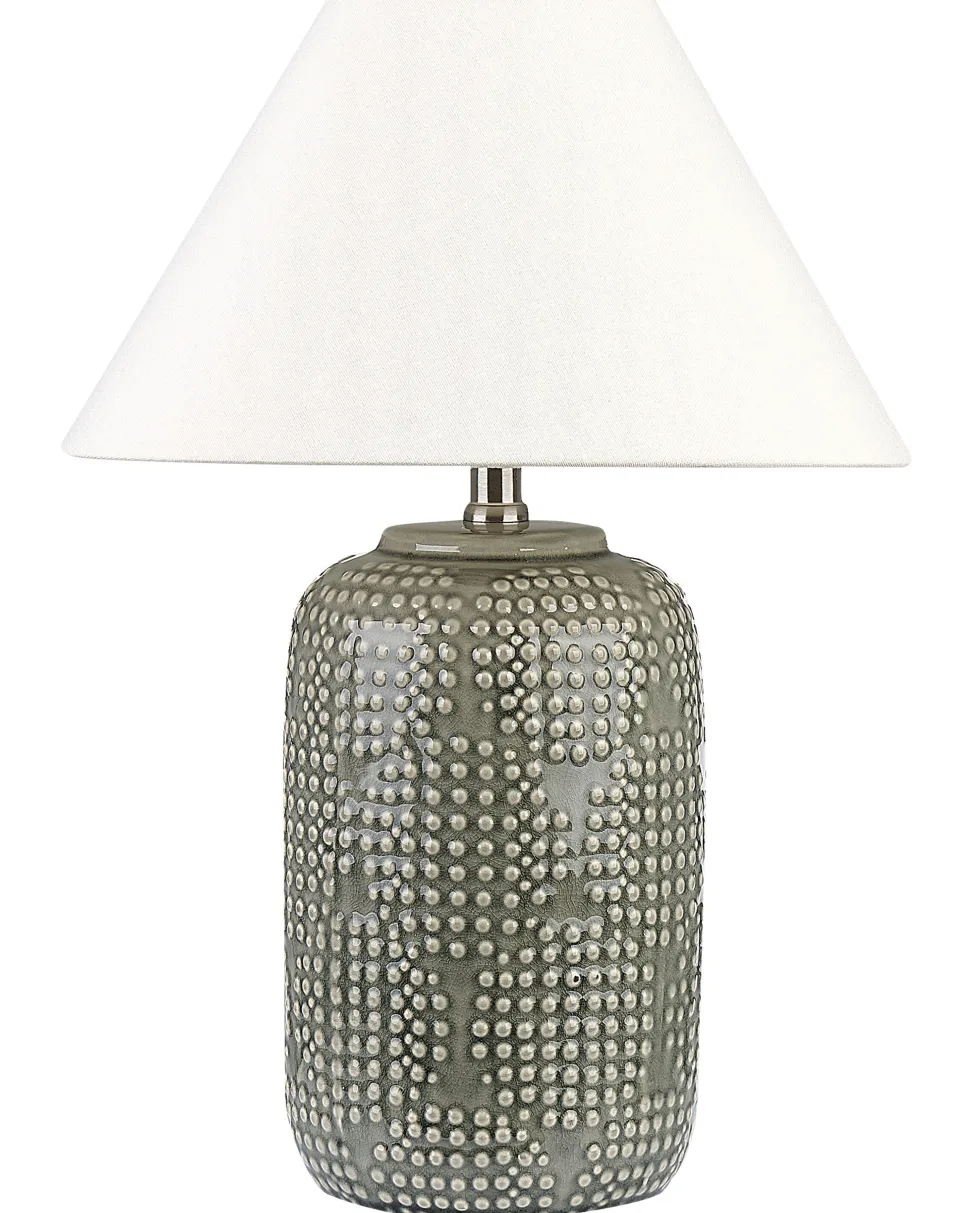 Tischlampe Keramik Grau 47 Cm Mussel