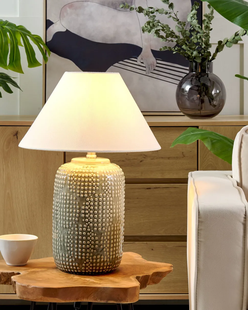 Tischlampe Keramik Grau 47 Cm Mussel
