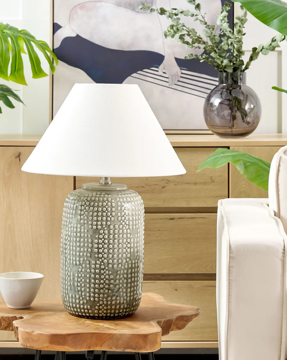 Tischlampe Keramik Grau 47 Cm Mussel