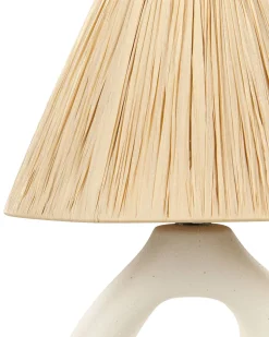 Tischlampe Keramik Naturlich / Weis 42 Cm Kegelform Barbas