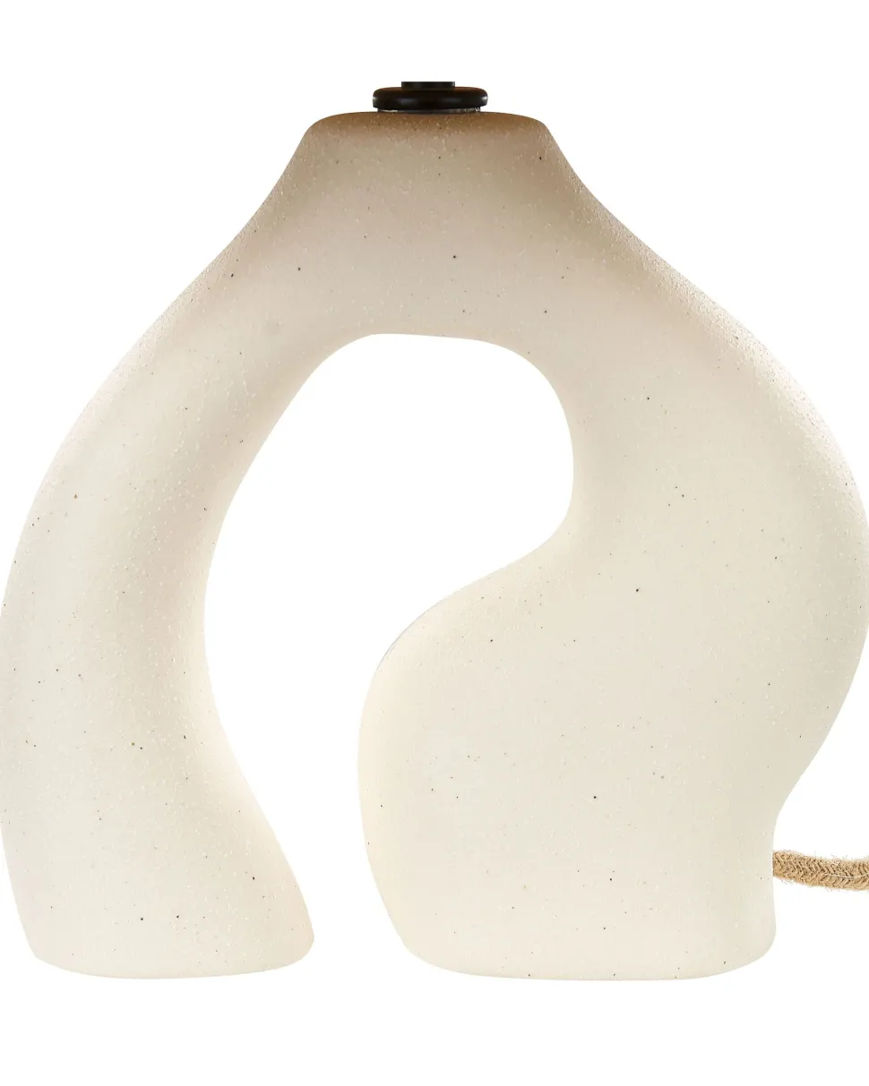 Tischlampe Keramik Naturlich / Weis 42 Cm Kegelform Barbas
