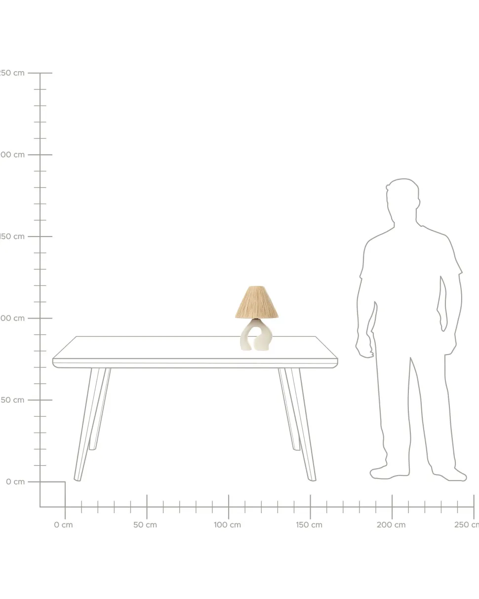 Tischlampe Keramik Naturlich / Weis 42 Cm Kegelform Barbas