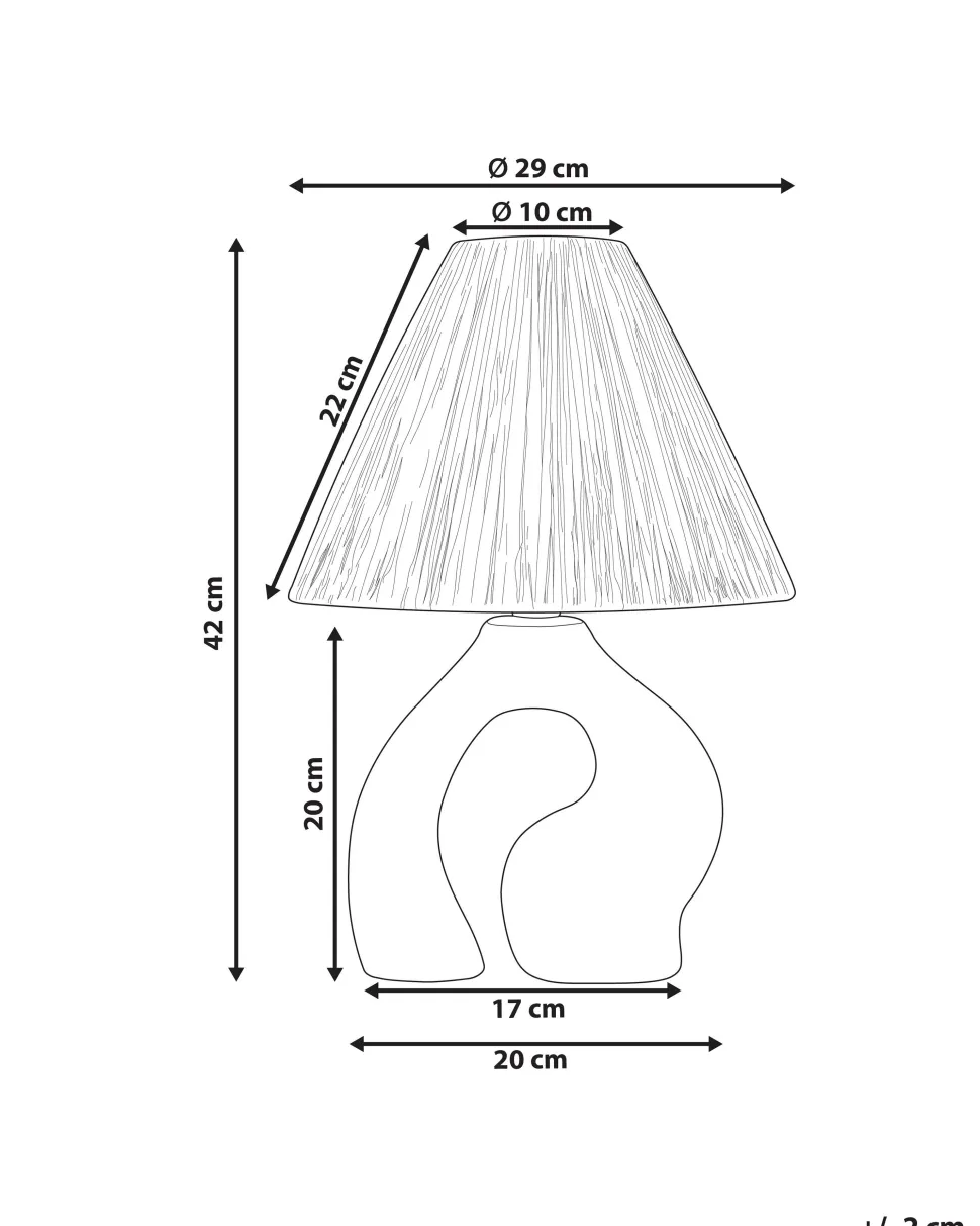 Tischlampe Keramik Naturlich / Weis 42 Cm Kegelform Barbas