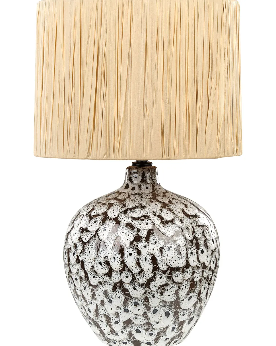 Tischlampe Keramik Schwarz-Weis 45 Cm Trommelform Yunes